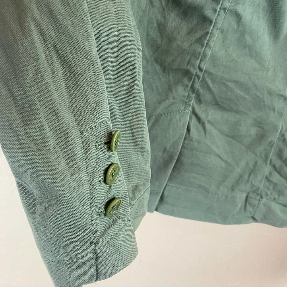 Eddie Bauer Green Blazer Jacket Cotton Button Close Size 12